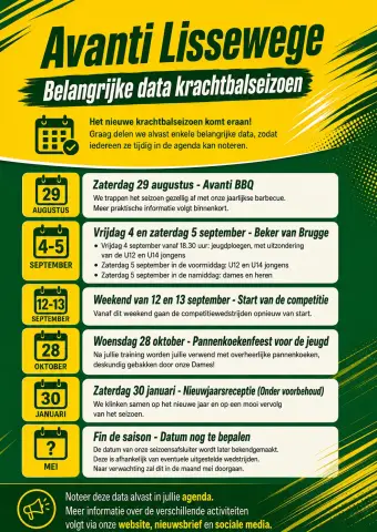 Afbeelding bij Start van het nieuwe seizoen, enkele belangrijke data!